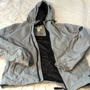 H&M Gray Hooded Zip Up Waterproof Jacket